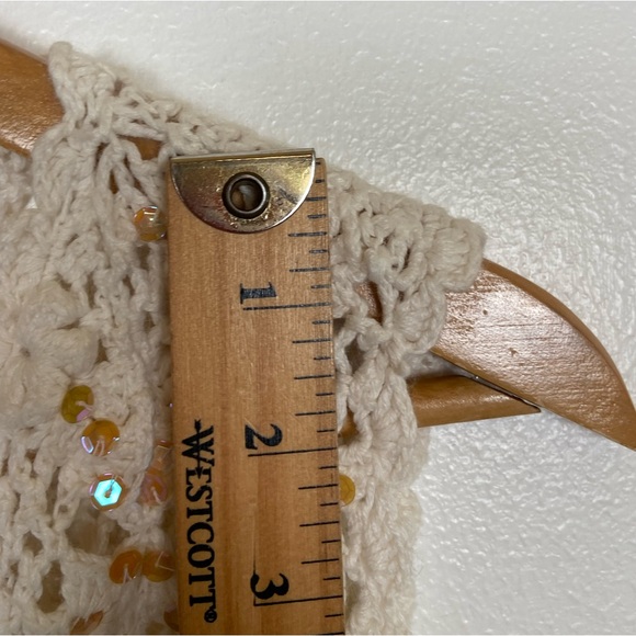 Cherry Stix Limited Vintage Sequin Crochet Vest One Size Cream Cottagecore NWT - Picture 8 of 12